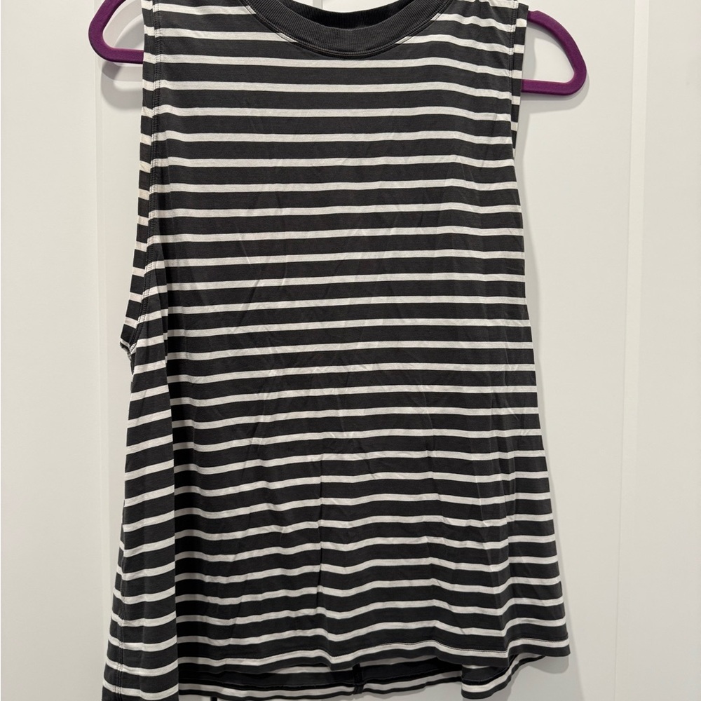 Lululemon Athletica Black & White Striped Sleeveless “All Yours” Tank — Women’s
